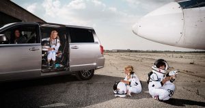 Family enjoying space camp in their 2018 Dodge Grand Caravan