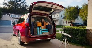 The 2019 Chrysler Pacifica packed with luggage before a family road trip