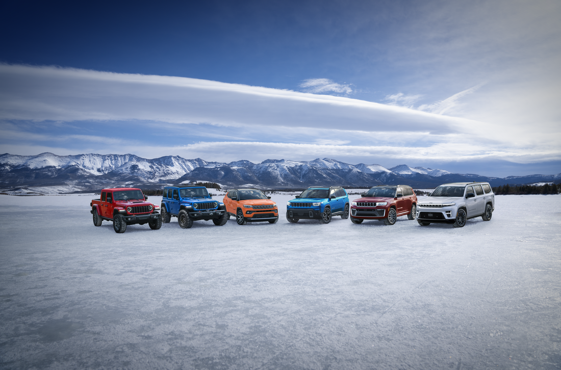 Jeep winter vehicle line up standing ready for cold conditions
